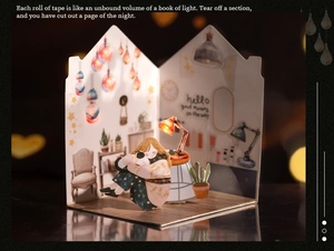 Macro detail of Firefly Night PET tape creating a cozy 3D DIY miniature room scene