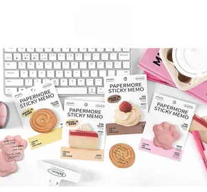 Flat lay of PaperMore 30-sheet dessert themed sticky notes with butter cookie designs
