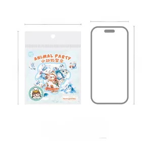 Detailed size guide of Animal Party PET stickers showing 110x127mm dimensions