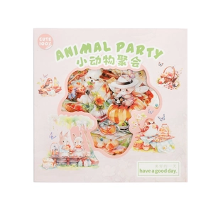 Animal Party themed PET stickers featuring cute forest creatures for DIY journaling