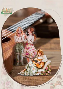 Adesivi in PET con ragazze che suonano la chitarra e cantano per decorazioni fai-da-te