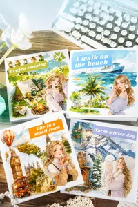 Set di libri di adesivi washi artistici con illustrazioni di vita marina e temi invernali