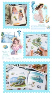 Detalle de pegatinas de papel Washi que muestran textura suave y superficie lisa