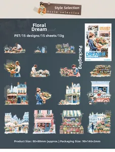 Adesivi PET dettagliati con fioristi e bouquet per scrapbooking e decorazioni fai-da-te