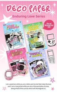 Macro view of Y2K retro sticker pack featuring dual-material deco paper designs