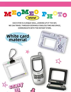 Detailed view of Y2K style retro digital gadget cards made of white cardboard material