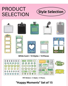 Selection of 15 DIY scrapbook cards and PET stickers featuring various themed designs