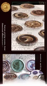 Detaillierte 3D-Vintage-Siegelaufkleber mit Retro-Sonne, Mond und Naturmotiven