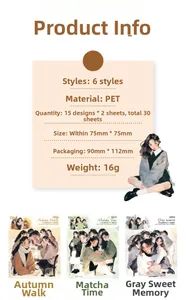 Detail showing 30pcs PET stickers with girl illustrations for scrapbooking and journaling
