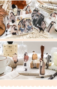 Detail of Autumn Walk series PET stickers with stylish fashion character illustrations