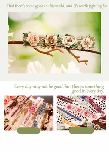 Macro detail of die-cut floral stickers for vintage journaling and DIY craft decoration