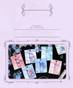 Detail of dreamlike PET butterfly stickers with vintage patterns for scrapbooking