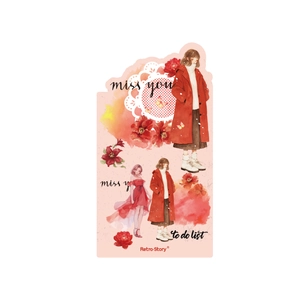 Pegatinas Retro Story de chicas vintage con encaje y flores para diario creativo