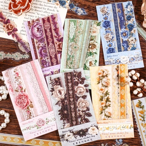 Retro Story Floral PET Sticker Pack Vintage Flower Lace DIY Journal Material Deco Stickers For Scrapbooking Stationery