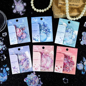 MissTime PET Butterfly Mirage Holographic Sticker Pack Retro Die-Cut Decorative Decals For Scrapbooking Journaling DIY Crafts