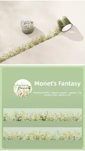 Detail of waterproof floral PET tape with 350mm loop cycle and translucent texture