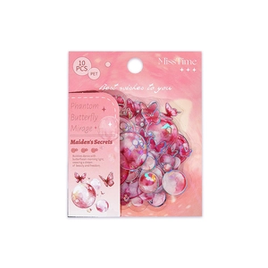 Miss Time 10pcs PET butterfly stickers with fantasy bubble designs for scrapbooking