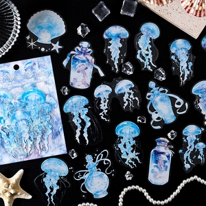 Lot de 30 autocollants Sea Waves Dancing avec motifs marins et détails en argent