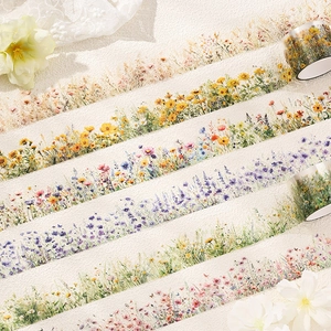 Floral washi tape set with lavender and daisy patterns for DIY scrapbooking and crafts