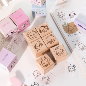 Cute Cartoon Animal Beech Wood Rubber Stamp For DIY Scrapbooking Journaling Decorative Stationery School Office Supplies