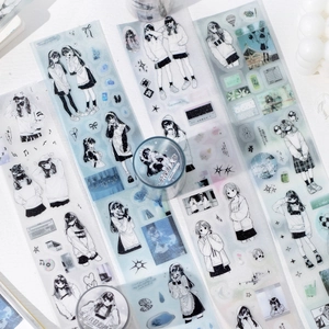 Anime Girl PET Decorative Tape Glitter Sand Hand Account DIY Scrapbooking Sticker Loop Design Multiple Styles For Students