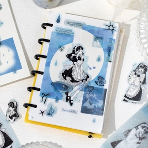 Anime maid theme PET stickers with glitter finish for scrapbooking and DIY journals