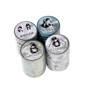 Four rolls of decorative PET craft tape featuring anime girl themes and glitter details