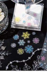 Detailed view of Twilight PET snowflakes stickers with sparkling sand texture for journaling