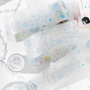 Translucent PET tape featuring colorful firework patterns for scrapbooking decoration