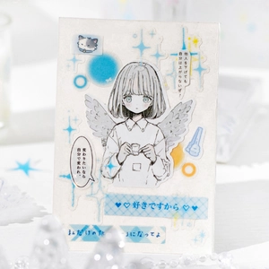Anime angel girl PET decorative tape stickers for scrapbooking and creative art journals