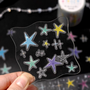 Glittery colorful star PET decorative tape stickers for scrapbooking and DIY journals
