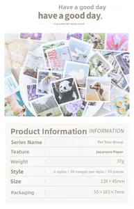 Détail du lot de stickers animaux mignons avec texture washi pour scrapbooking et journal