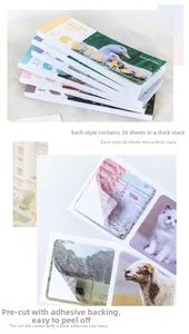 Détail d'autocollants prédécoupés animaux et paysages pour journaux de scrapbooking