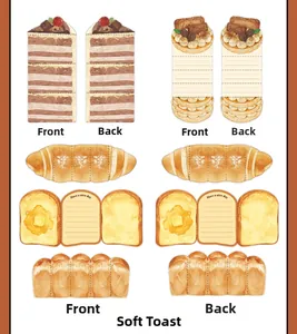 Detailansicht der Haftnotizen im Backwaren-Design mit realistischen Brot-Illustrationen
