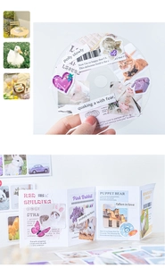 Gros plan d'autocollants décoratifs pour scrapbooking avec chats et lapins et cartes