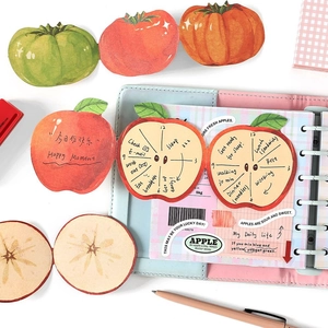 Notes autocollantes pliables en forme de fruits avec motifs pomme et tomate pour agendas