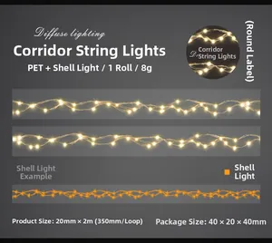 Detail of PET decorative tape with shell light effect featuring hallway lamp patterns