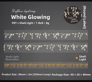 Macro detail of White Sparkle PET tape with shell light effect and floral patterns
