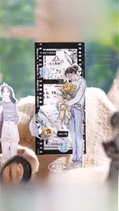 Détail de stickers vintage de personnages féminins avec finition laser sur lin