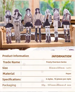 Détail des autocollants Frosty Overture avec illustrations de filles pour le scrapbooking