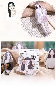 Détail d'autocollants de scrapbooking vintage avec des personnages féminins de mode