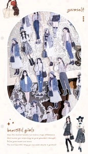 Détail du lot d'autocollants laser avec illustrations de filles pour déco de scrapbooking