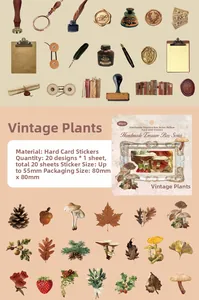 Close-up of vintage plant hollow-out stickers for DIY scrapbooking material