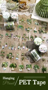Dettaglio del nastro adesivo PET decorativo con piante pensili ed elementi botanici