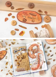 Detailed realistic bread-themed PET stickers for journal decoration and stationery DIY