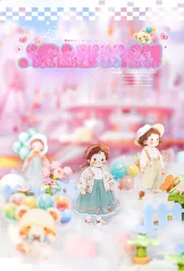 Dettaglio di adesivi PET con simpatiche ragazze e scena in miniatura per decorare agende
