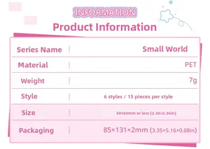 Specifiche degli adesivi PET Small World con 15 pezzi in 6 stili differenti