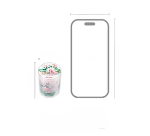 Lotus flower PET tape size comparison with phone showing 39mm diameter and 55mm height
