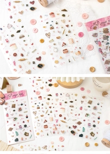 Macro view of Half Sweet Time dessert PET stickers for DIY scrapbooking and planners