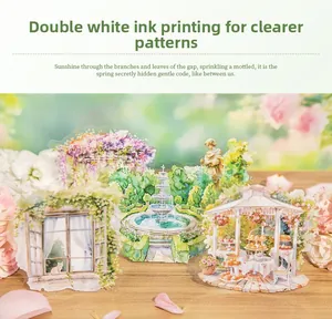 Detail of garden theme PET stickers showing double white ink printing on wood background